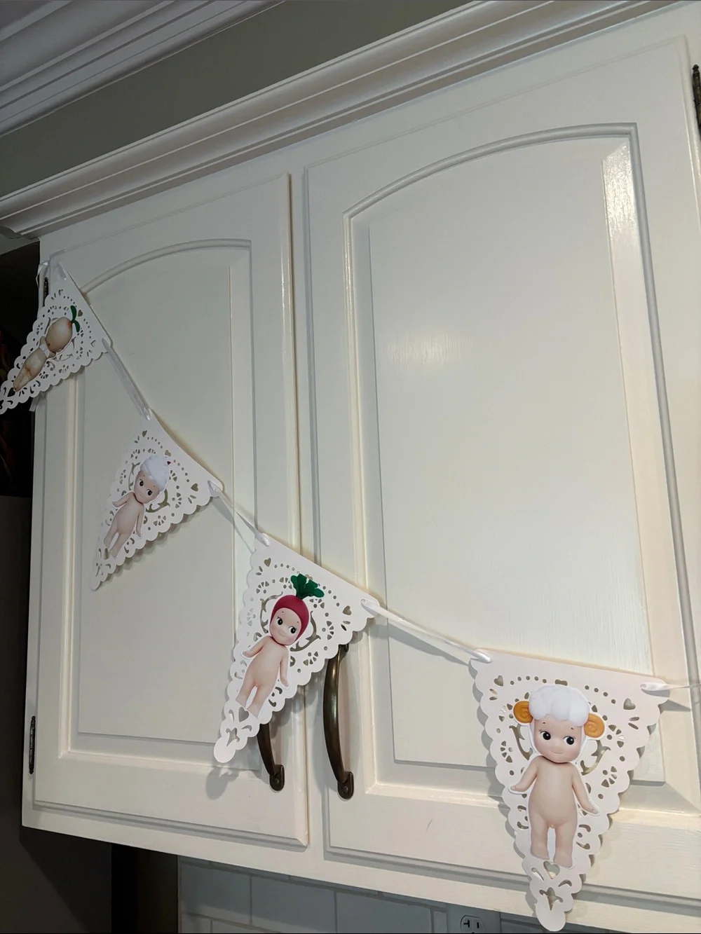 Set of Three Lacey Sonny Angel Garland Banners on White Ribbon